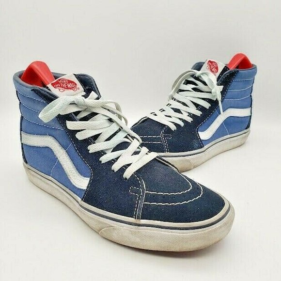 VANS Unisex Old Skool Sk8 Hi Suede Sneakers (Blue, Size Men's 7/ Womens 8.5) - Picture 2 of 8